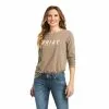 Ariat® Ladies REAL Logo Flourish Brown Long Sleeve T-Shirt 10036964 -Wildwest Store F21 WMS WEST 10036964 front