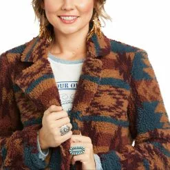 Ariat® Ladies Katharine Multi Color Aztec Sherpa Long Coat 10037241 -Wildwest Store F21 WMS WEST 10037241 detail05