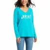 Ariat Ladies REAL Long Sleeve Lake Blue Logo Tee 10037524