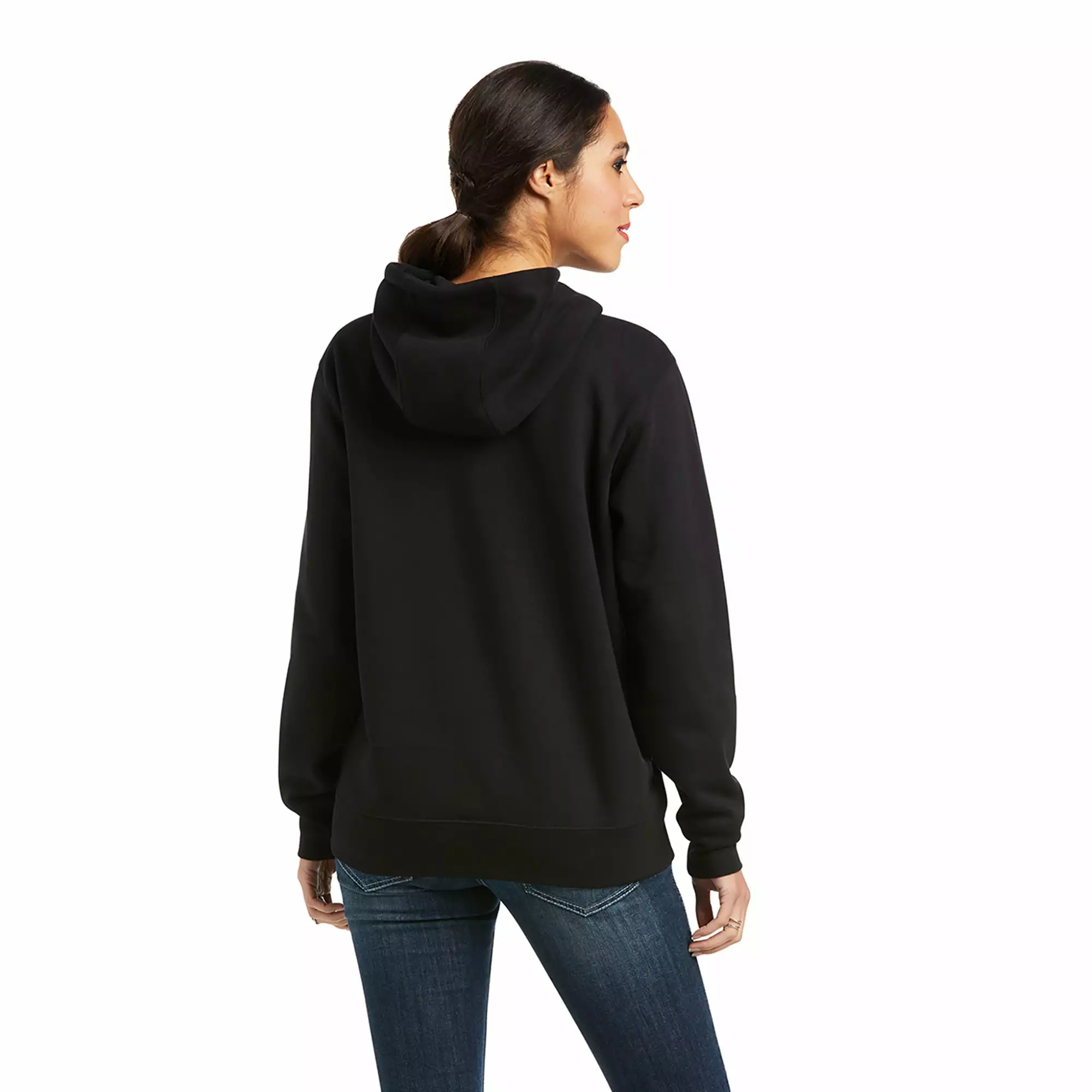 Ariat® Women's REAL™ Black Chest Logo Hoodie 10037576 Ariat® Women's REAL™ Black Chest Logo Hoodie 10037576 -Wildwest Store F21 WMS WEST 10037576 back 1