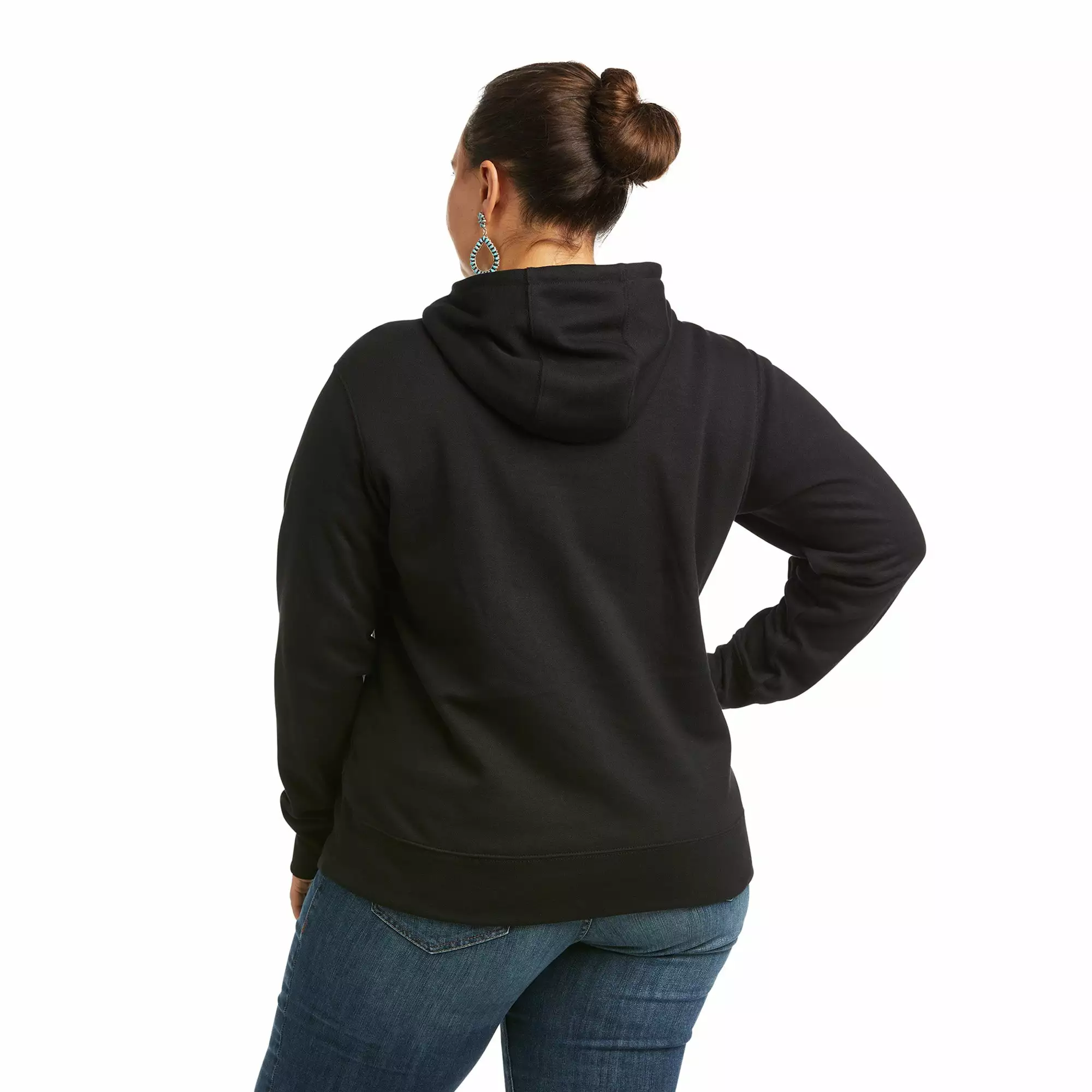 Ariat® Women's REAL™ Black Chest Logo Hoodie 10037576 Ariat® Women's REAL™ Black Chest Logo Hoodie 10037576 -Wildwest Store F21 WMS WEST 10037576 back plus