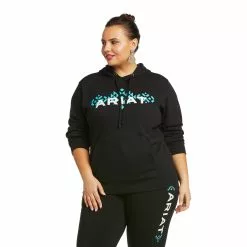 Ariat® Women's REAL™ Black Chest Logo Hoodie 10037576 2 Ariat® Women's REAL™ Black Chest Logo Hoodie 10037576 -Wildwest Store F21 WMS WEST 10037576 front plus