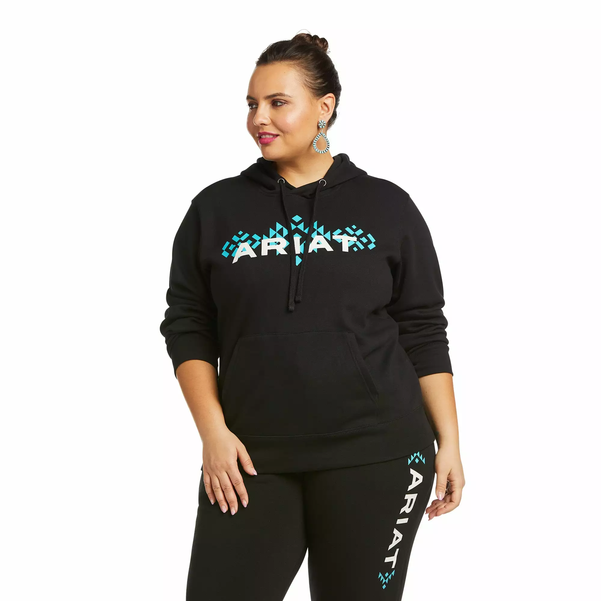 Ariat® Women's REAL™ Black Chest Logo Hoodie 10037576 Ariat® Women's REAL™ Black Chest Logo Hoodie 10037576 -Wildwest Store F21 WMS WEST 10037576 front plus