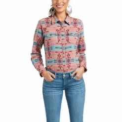 Ariat Ladies REAL Ravishing Aztec Red Button Down Shirt 10037708