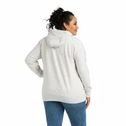 Ariat® Ladies REAL Elevated Long Sleeve White Sand Hoodie 10037895 -Wildwest Store F21 WMS WEST 10037895 back plus