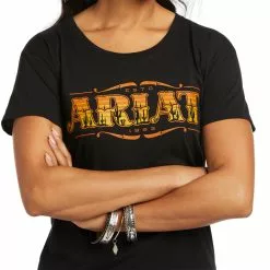 Ariat® Ladies Wordmark Graphic Short Sleeve Black T-Shirt 10038622 -Wildwest Store F21 WMS WEST 10038622 detail01