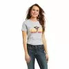Ariat Ladies Retro Cow Gal Athletic Heather T-Shirt 10038634 -Wildwest Store F21 WMS WEST 10038634 front