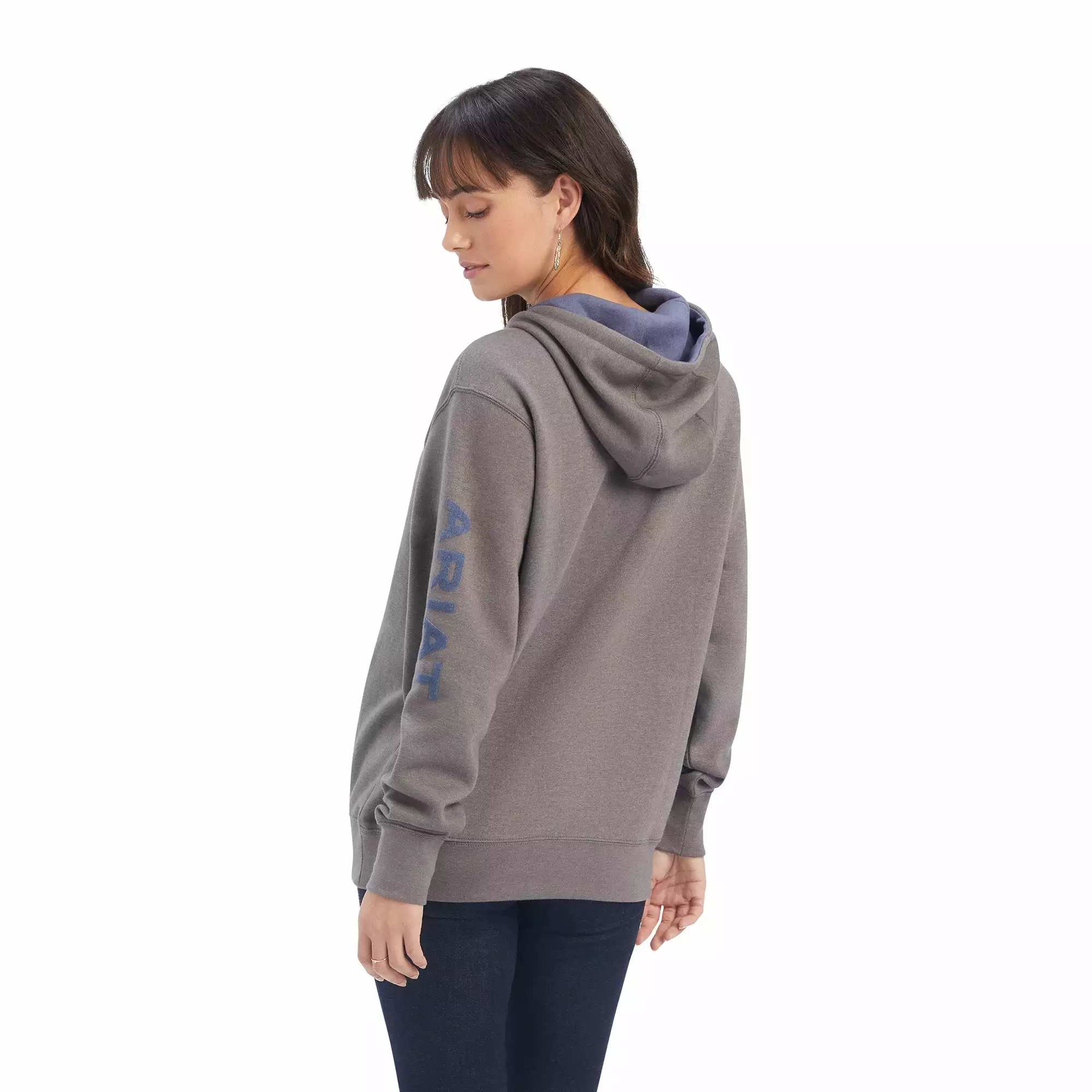 Ariat® Ladies R.E.A.L.™ Arm Logo Heather Charcoal Hoodie 10038908 Ariat® Ladies R.E.A.L.™ Arm Logo Heather Charcoal Hoodie 10038908 -Wildwest Store F21 WMS WEST 10038908 back