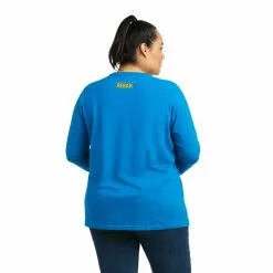 Ariat® Ladies Rebar CottonStrong™ Mykonos Blue T-Shirt 10037434 -Wildwest Store F21 WMS WORK 10037434 back plus