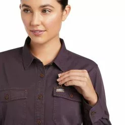 Ariat Women's Rebar Washed Twill Plum Perfect Work Shirt 10037591 -Wildwest Store F21 WMS WORK 10037591 detail01