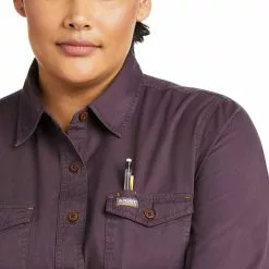 Ariat Women's Rebar Washed Twill Plum Perfect Work Shirt 10037591 -Wildwest Store F21 WMS WORK 10037591 detail01 plus