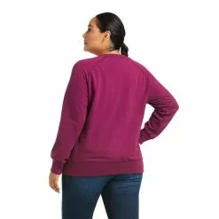Ariat Ladies Rebar Workman Washed Fleece Purple Sweatshirt 10037604 -Wildwest Store F21 WMS WORK 10037604 back plus