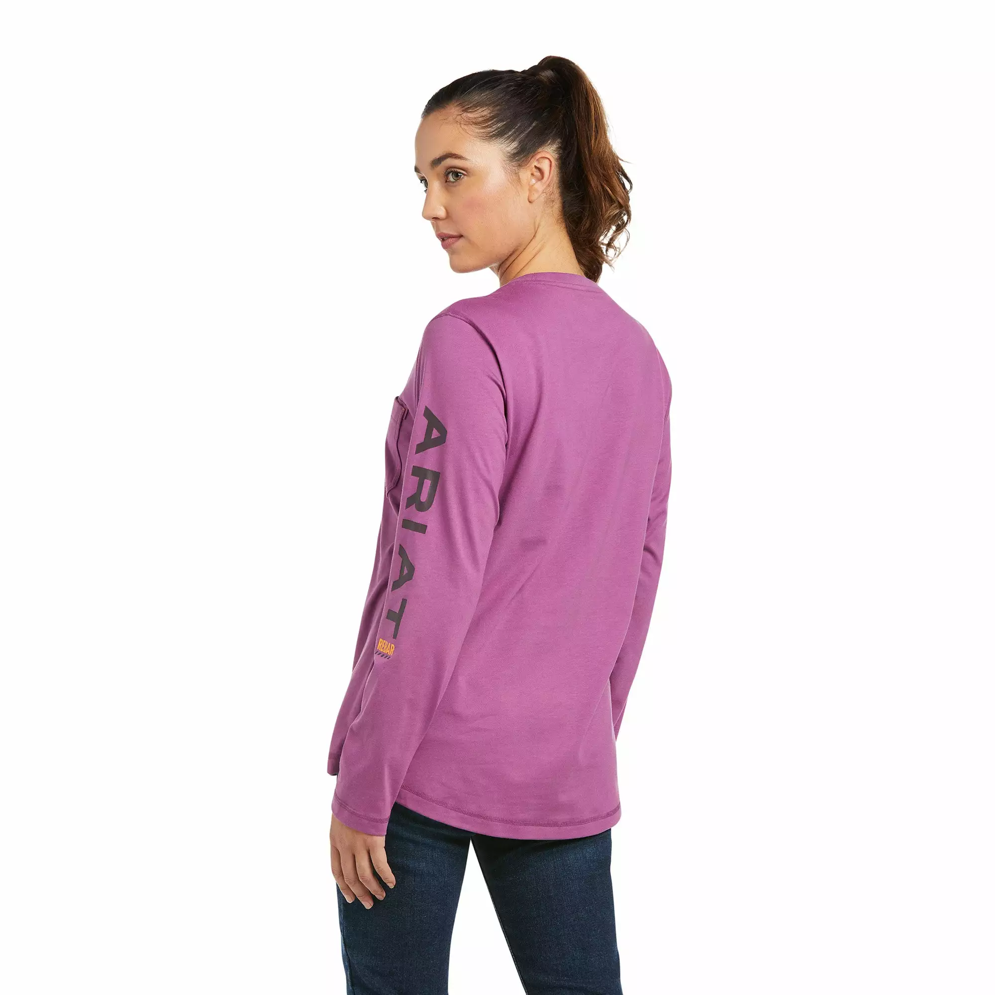 Ariat® Ladies Rebar Workman Logo Amethyst Long Sleeve T-Shirt 10037656 Ariat® Ladies Rebar Workman Logo Amethyst Long Sleeve T-Shirt 10037656 -Wildwest Store F21 WMS WORK 10037656 back