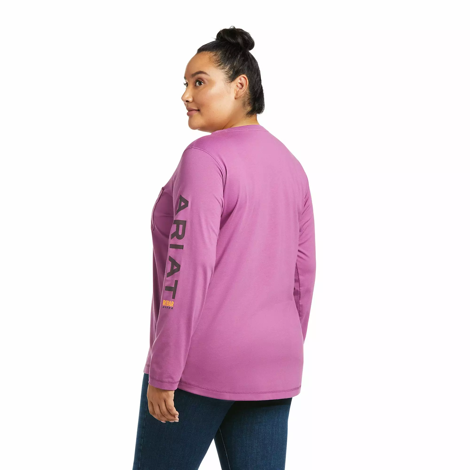 Ariat® Ladies Rebar Workman Logo Amethyst Long Sleeve T-Shirt 10037656 Ariat® Ladies Rebar Workman Logo Amethyst Long Sleeve T-Shirt 10037656 -Wildwest Store F21 WMS WORK 10037656 back plus