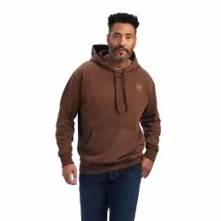 Ariat® Men's Logo Print Chestnut Brown Pullover Hoodie 10041804