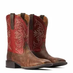 Ariat® Men's Sport Pardner Matte Brown & Red Square Toe Boots 10042391 -Wildwest Store F22 MNS WEST 10042391 pair