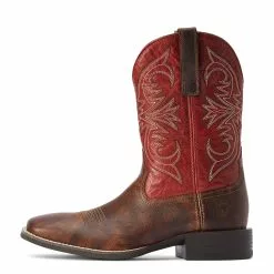 Ariat® Men's Sport Pardner Matte Brown & Red Square Toe Boots 10042391 -Wildwest Store F22 MNS WEST 10042391 side