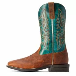 Ariat® Men's Wild Thang Brown & Green Square Toe Boots 10042393 -Wildwest Store F22 MNS WEST 10042393 side