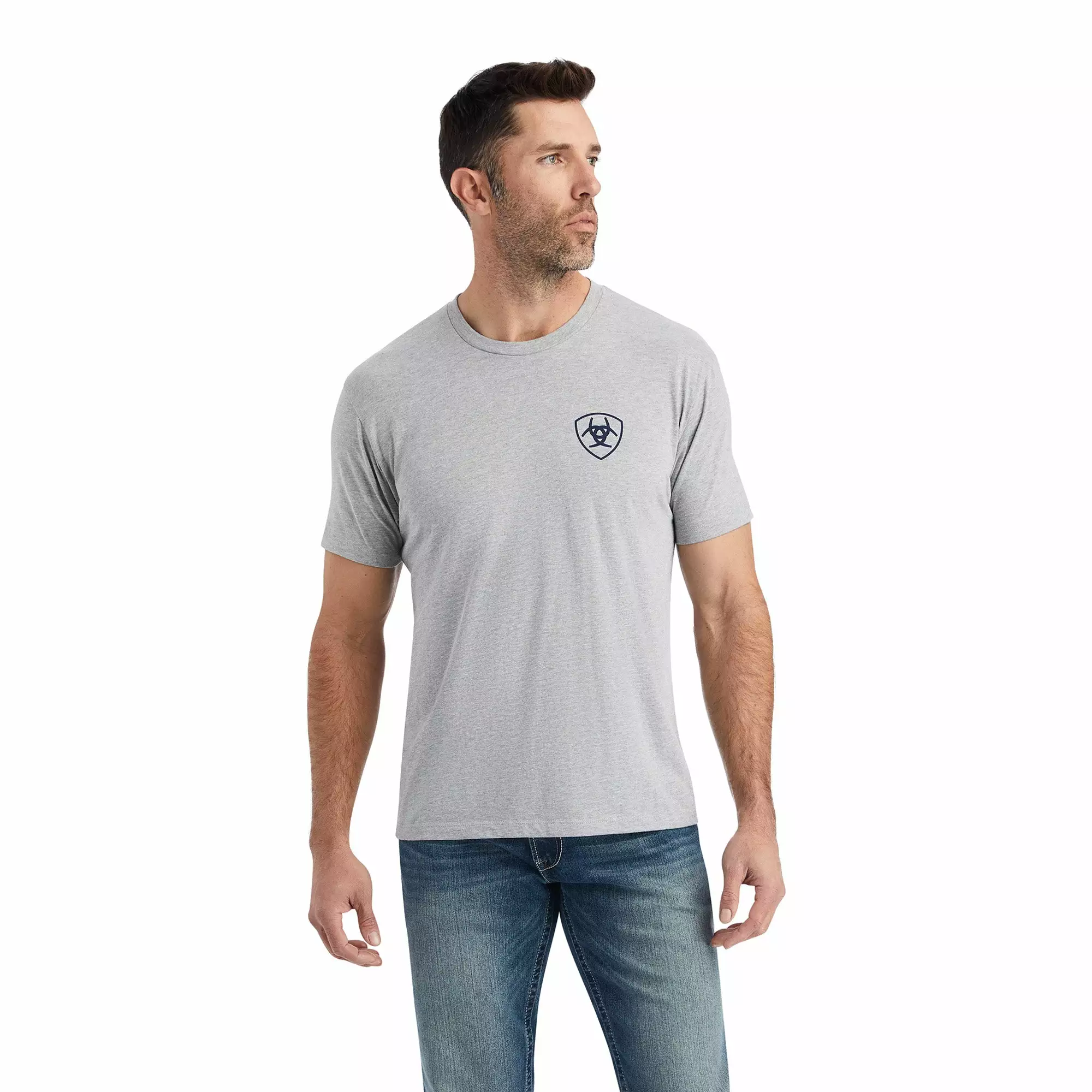 Ariat® Men's Lucky Horseshoe Grey Heather T-Shirt 10042653 Ariat® Men's Lucky Horseshoe Grey Heather T-Shirt 10042653 -Wildwest Store F22 MNS WEST 10042653 front
