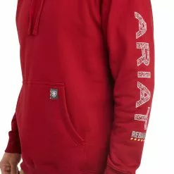 Ariat Men's Rebar Roughneck Red Pullover Hoodie 10041446 -Wildwest Store F22 MNS WORK 10041446 detail01