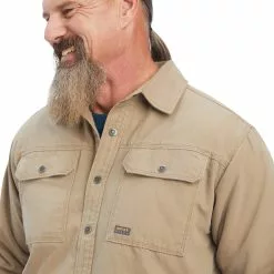 Ariat Men's Rebar Classic Canvas Khaki Shirt Jacket 10041508 -Wildwest Store F22 MNS WORK 10041508 detail01