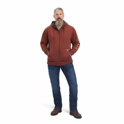 Ariat® Men's Rebar All Weather Cherry Mahogany Zip Hoodie 10041626 -Wildwest Store F22 MNS WORK 10041626 full