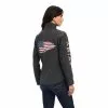 Ariat® Ladies Team Patriot Softshell Charcoal Heather Jacket 10041438 -Wildwest Store F22 WMS WEST 10041438 back 1