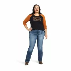 Ariat® Ladies R.E.A.L™ Baseball Black & Roasted Pecan Shirt 10042150 -Wildwest Store F22 WMS WEST 10042150 full plus