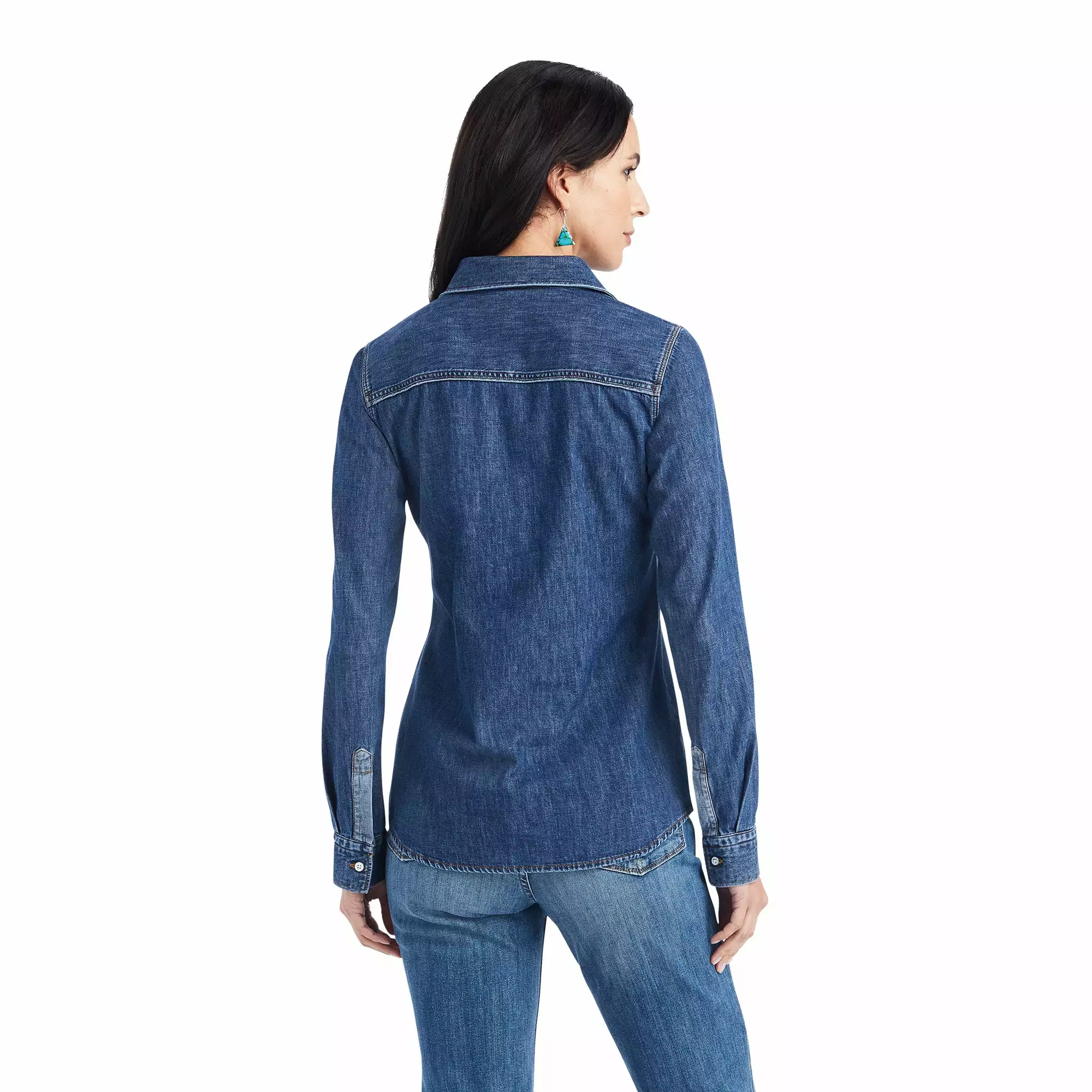 Ariat® Ladies Farriday Bluelight Denim Button Down Shirt 10042258 Ariat® Ladies Farriday Bluelight Denim Button Down Shirt 10042258 -Wildwest Store F22 WMS WEST 10042258 back
