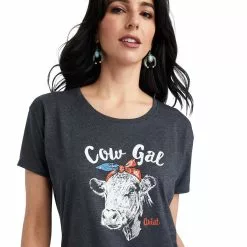 Ariat® Ladies "Cow Gal" Charcoal Heather Graphic T-shirt 10042716 -Wildwest Store F22 WMS WEST 10042716 detail01