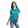 Ariat® Ladies Howdy Graphic Teal Green Heather T-shirt 10042726 -Wildwest Store F22 WMS WEST 10042726 front