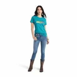 Ariat® Ladies Howdy Graphic Teal Green Heather T-shirt 10042726 -Wildwest Store F22 WMS WEST 10042726 full