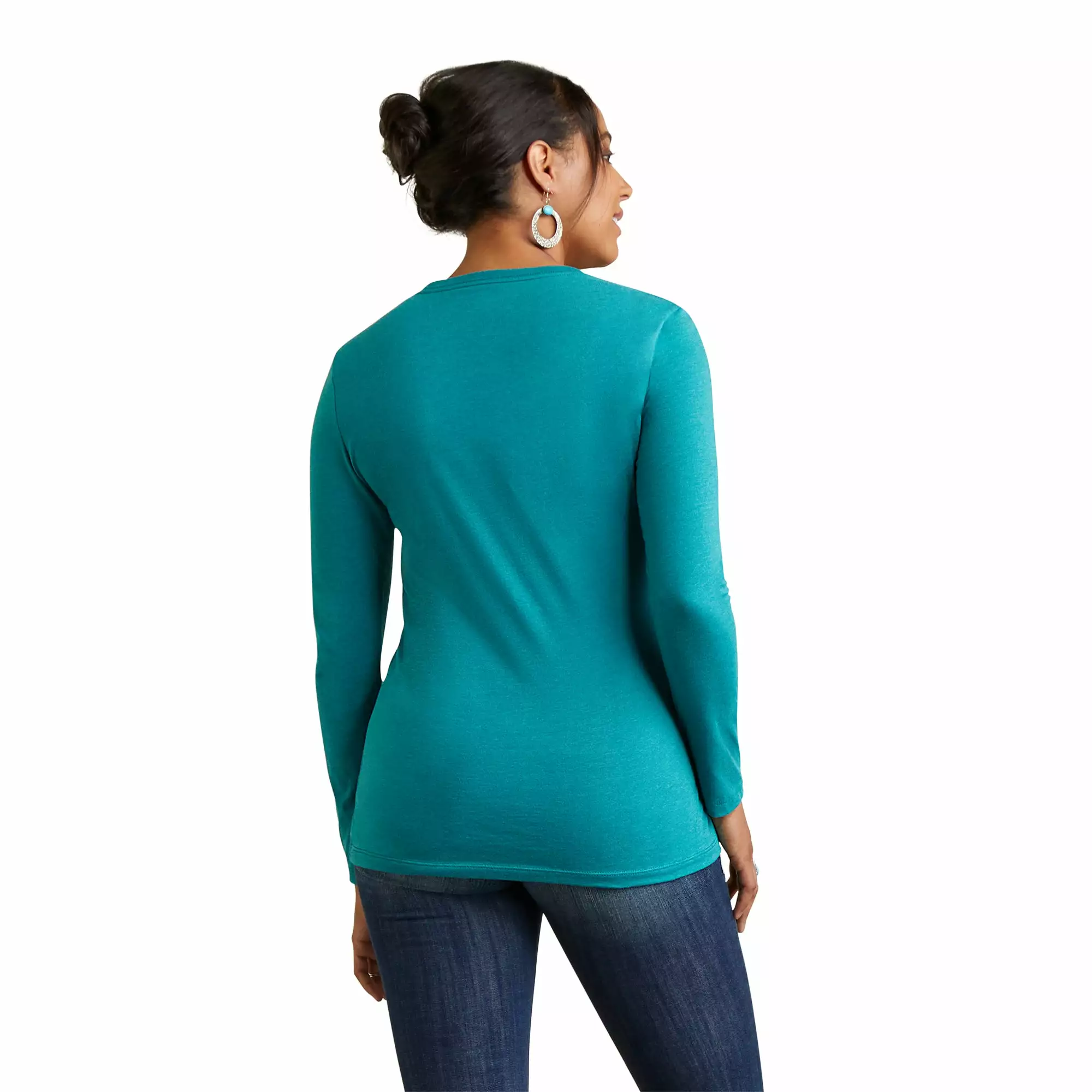 Ariat® Ladies Serape Style Teal Green Heather T-Shirt 10042785 Ariat® Ladies Serape Style Teal Green Heather T-Shirt 10042785 -Wildwest Store F22 WMS WEST 10042785 back