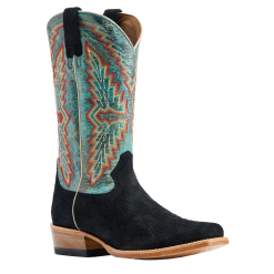 Ariat® Men's Futurity Showman Black Roughout & Roaring Turquoise Western Boots 10044498