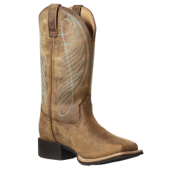 Ariat Ladies Round Up Wide Square Toe Waterproof Brown Boots 10036041
