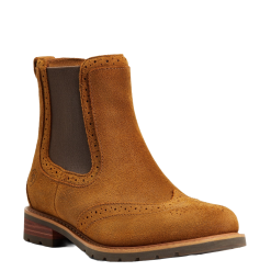 Ariat Ladies Wexford Brogue Waterproof Honey Brown Booties 10040384
