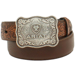 Ariat® Boy's 1/4" Flower Tooled Brown Belt A1301002
