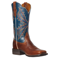 Ariat Ladies West Bound Russet Rebel & Navy Square Toe Boots 10035986