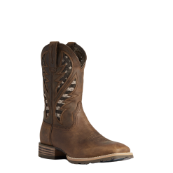Ariat Men's Hybrid VentTEK Brown With American Flag Boot 10038340