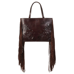 Ariat Ladies Victoria Tooled Leather Fringe Brown Tote Bag A770009302