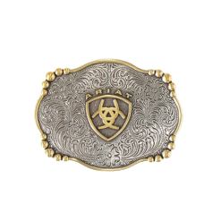 Ariat® Floral Engraved Silver & Gold Belt Buckle A37019