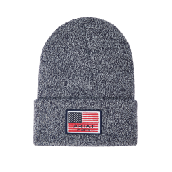 Ariat® Men's Rebar American Flag Patch Navy Marl Beanie 10041509