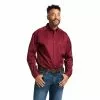 Ariat® Men's Solid Twill Burgundy Long Sleve Button Shirt 10012635 -Wildwest Store S15 MNS WEST 10012635 front
