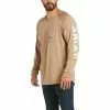 Ariat® Men's Rebar Heat Fighter Long Sleeve Khaki T-Shirt 10031030 -Wildwest Store S21 MNS WORK 10031030 front