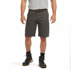 Ariat Mens Rebar Relaxed Durastretch Rebar Grey Cargo Shorts 10034681