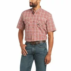 Ariat® Men's Rebar Made Tough Durastretch Dark OL Plaid Shirt 10035297