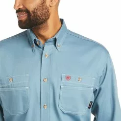 Ariat Men's FR Vented Steel Blue Work Shirt 10035433 -Wildwest Store S21 MNS WORK 10035433 detail02