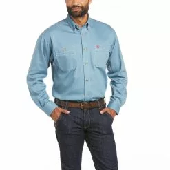 Ariat Men's FR Vented Steel Blue Work Shirt 10035433