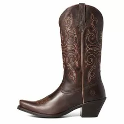 Ariat Ladies Round Up Lakota Rough Tan Snip Toe Boots 10035785 -Wildwest Store S21 WMS WEST 10035785 side