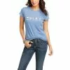 Ariat Ladies Real Cheetah Logo Blue T-Shirt 10036194